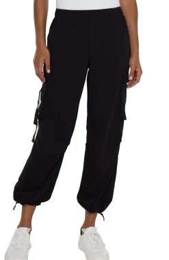 Utility Pants|Pants-Liverpool Los Angeles PULL-ON PARACHUTE CARGO PANTS Black