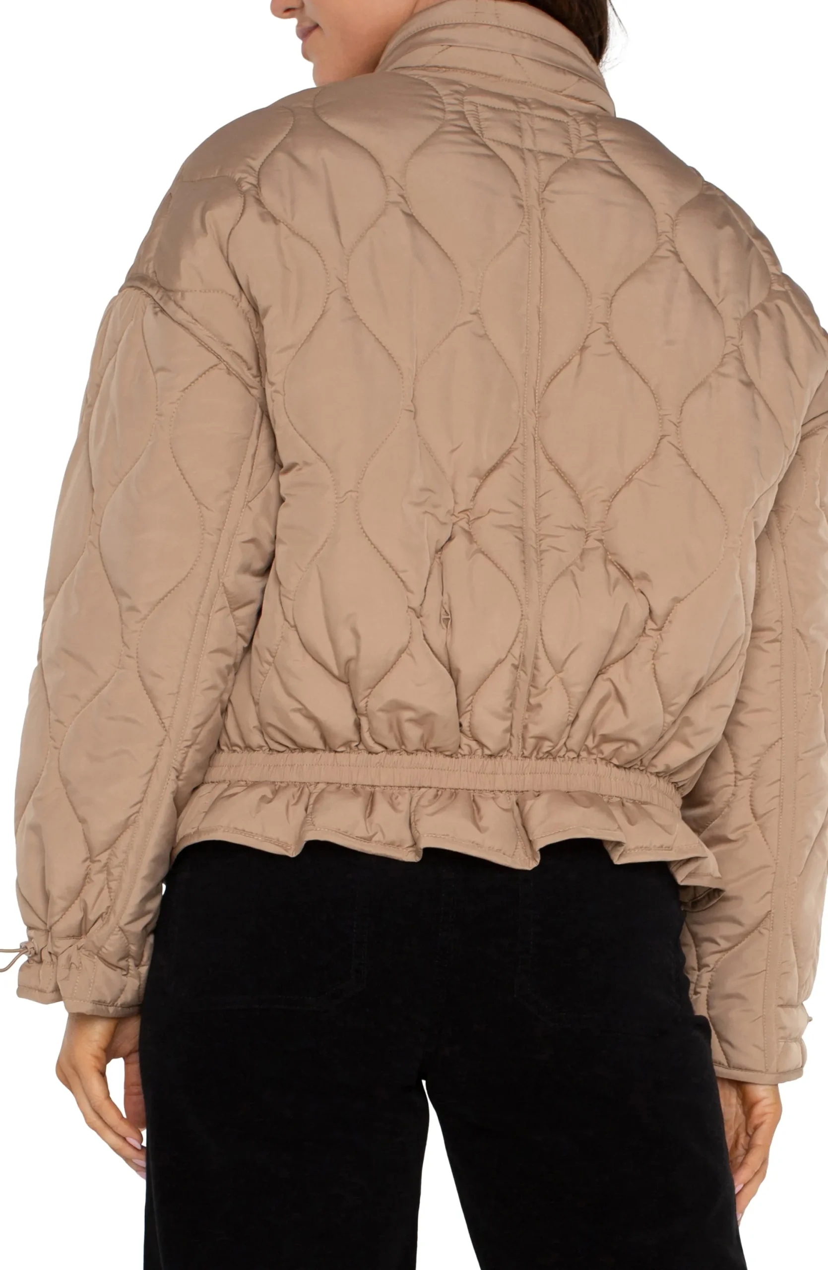 Jackets-Liverpool Los Angeles QUILTED JACKET FULL ZIP OUT HOOD Camel