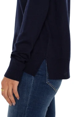 Sweaters-Liverpool Los Angeles RAGLAN SWEATER WITH SIDE SLITS Darknavy