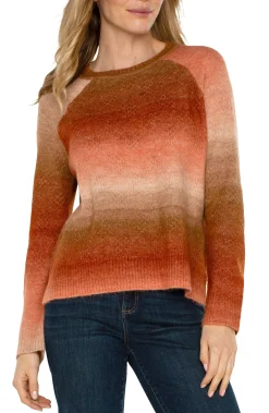 Sweaters-Liverpool Los Angeles RAGLAN SWEATER WITH SIDE SLITS Orangeombre