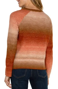 Sweaters-Liverpool Los Angeles RAGLAN SWEATER WITH SIDE SLITS Orangeombre