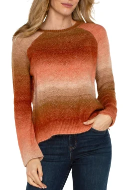 Sweaters-Liverpool Los Angeles RAGLAN SWEATER WITH SIDE SLITS Orangeombre
