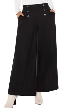 Pants-Liverpool Los Angeles SAILOR CROP WIDE LEG Black