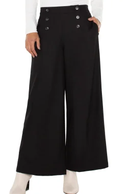 Pants-Liverpool Los Angeles SAILOR CROP WIDE LEG Black