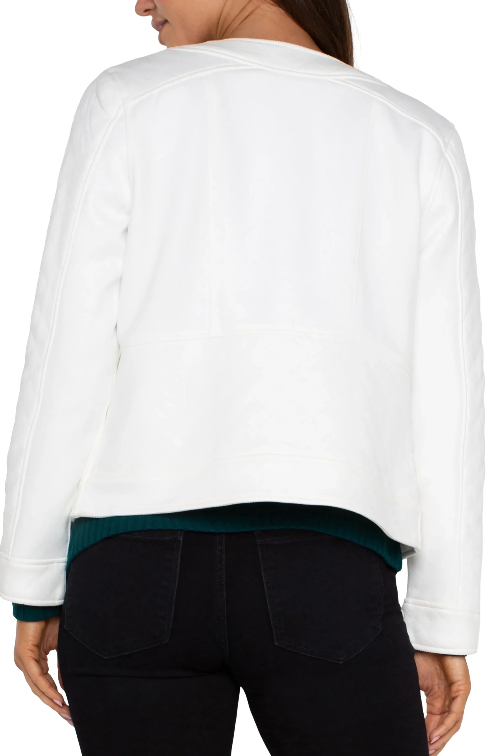 Jackets-Liverpool Los Angeles SCOOP NECK QUILTED ZIP JACKET Porcelain
