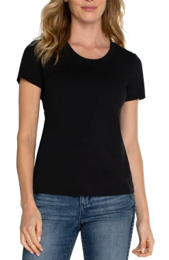 Tops|Tees-Liverpool Los Angeles SCOOP NECK SHORT SLEEVE TEE Black
