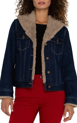 Jackets-Liverpool Los Angeles SHERPA COLLAR TRUCKER JACKET Rinse