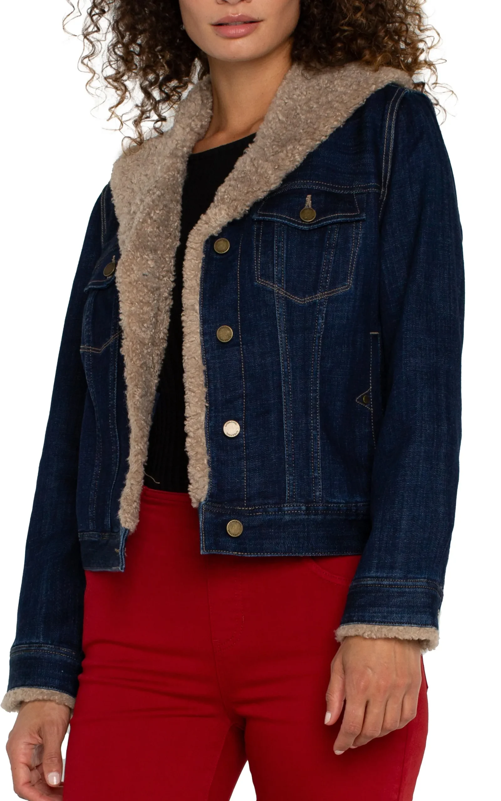 Jackets-Liverpool Los Angeles SHERPA COLLAR TRUCKER JACKET Rinse