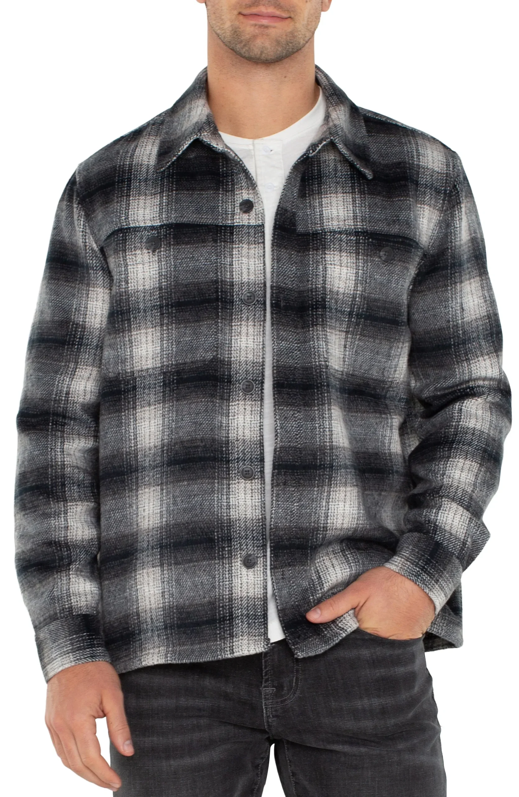 Jackets & Blazers-Liverpool Los Angeles SHIRT JACKET Navygreymulti