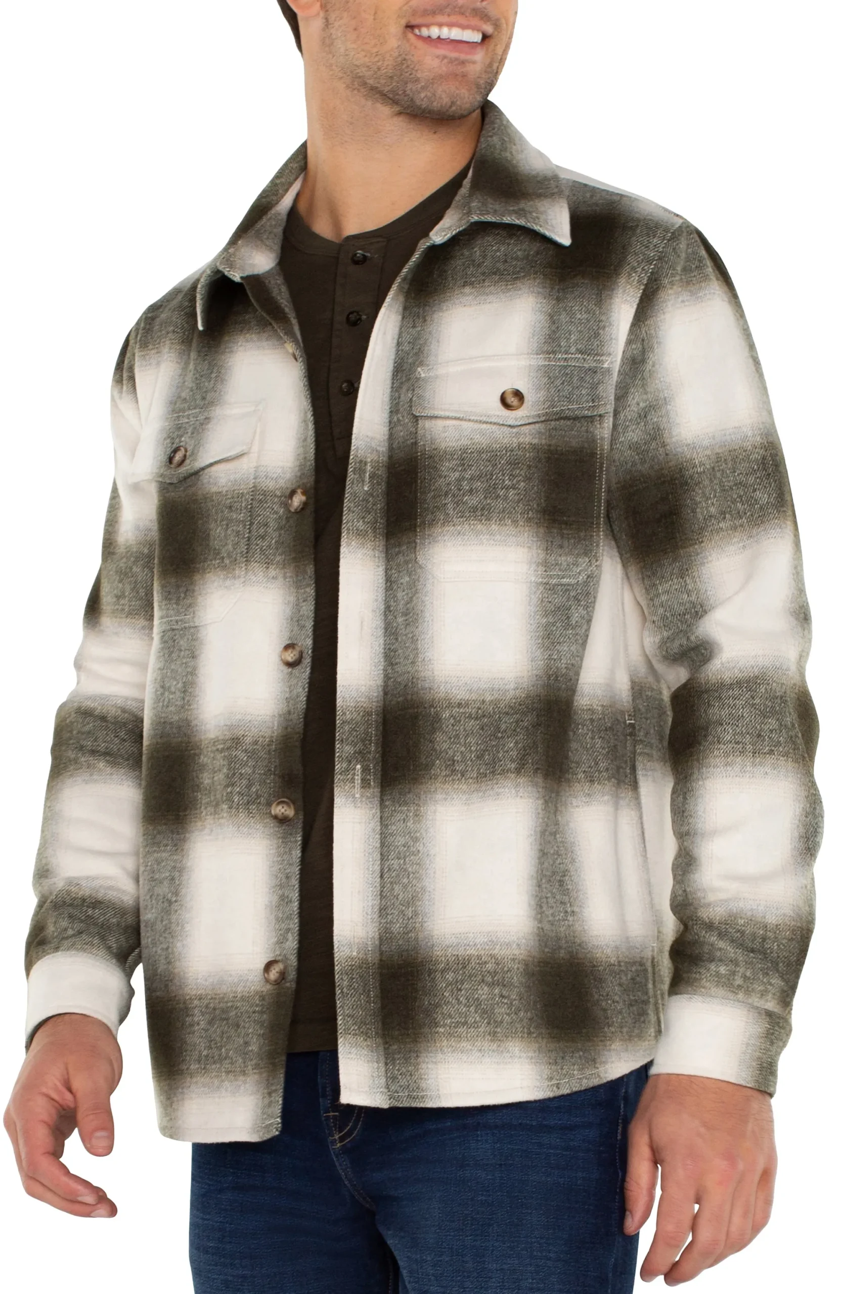 Jackets & Blazers-Liverpool Los Angeles SHIRT JACKET Ivoryolivemulti