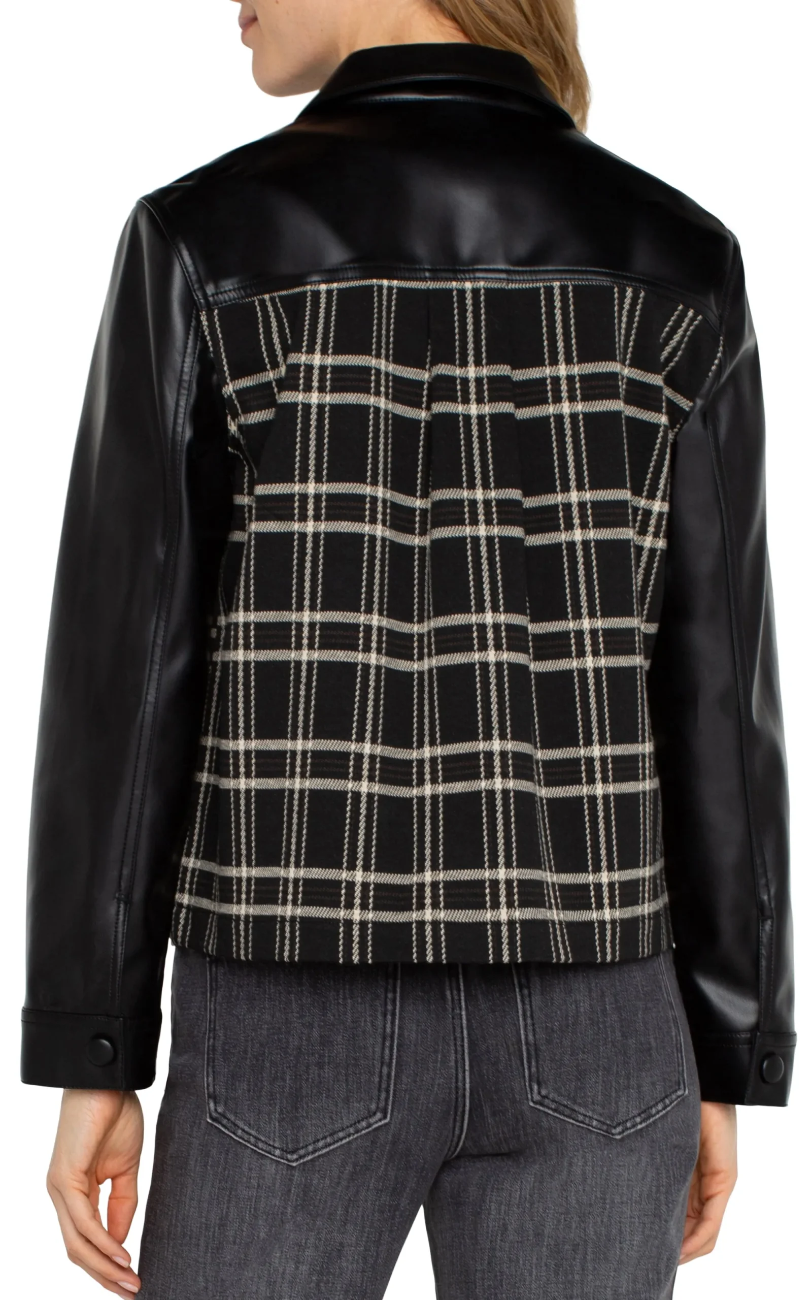Jackets-Liverpool Los Angeles SHIRT JACKET WITH BLOCKING Blackoatmealwindowpane