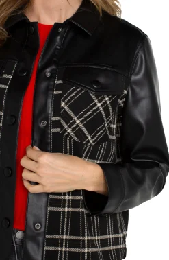Jackets-Liverpool Los Angeles SHIRT JACKET WITH BLOCKING Blackoatmealwindowpane
