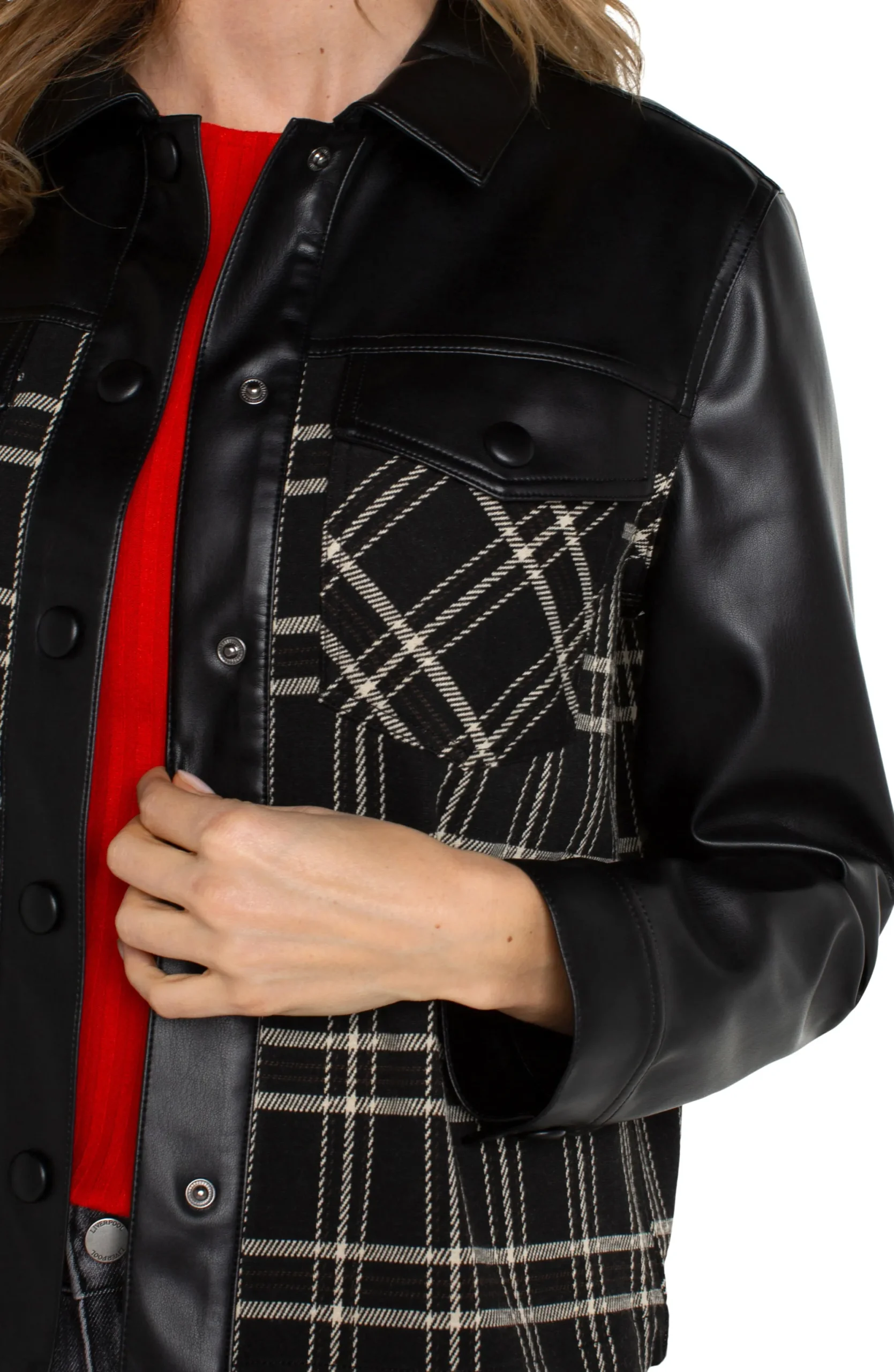Jackets-Liverpool Los Angeles SHIRT JACKET WITH BLOCKING Blackoatmealwindowpane