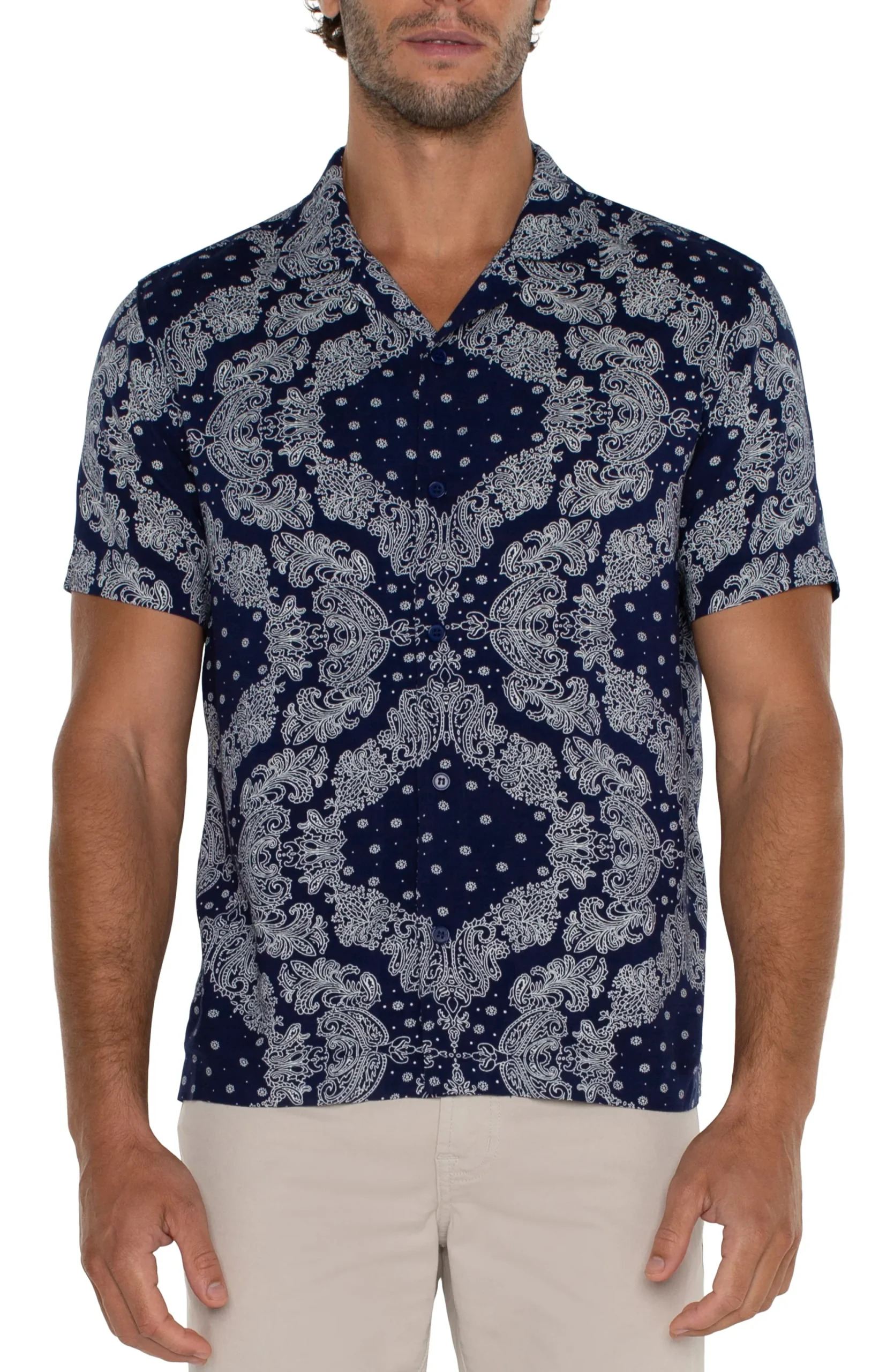 Shirts-Liverpool Los Angeles SHORT SLEEVE CAMP SHIRT Eclipseporcelain
