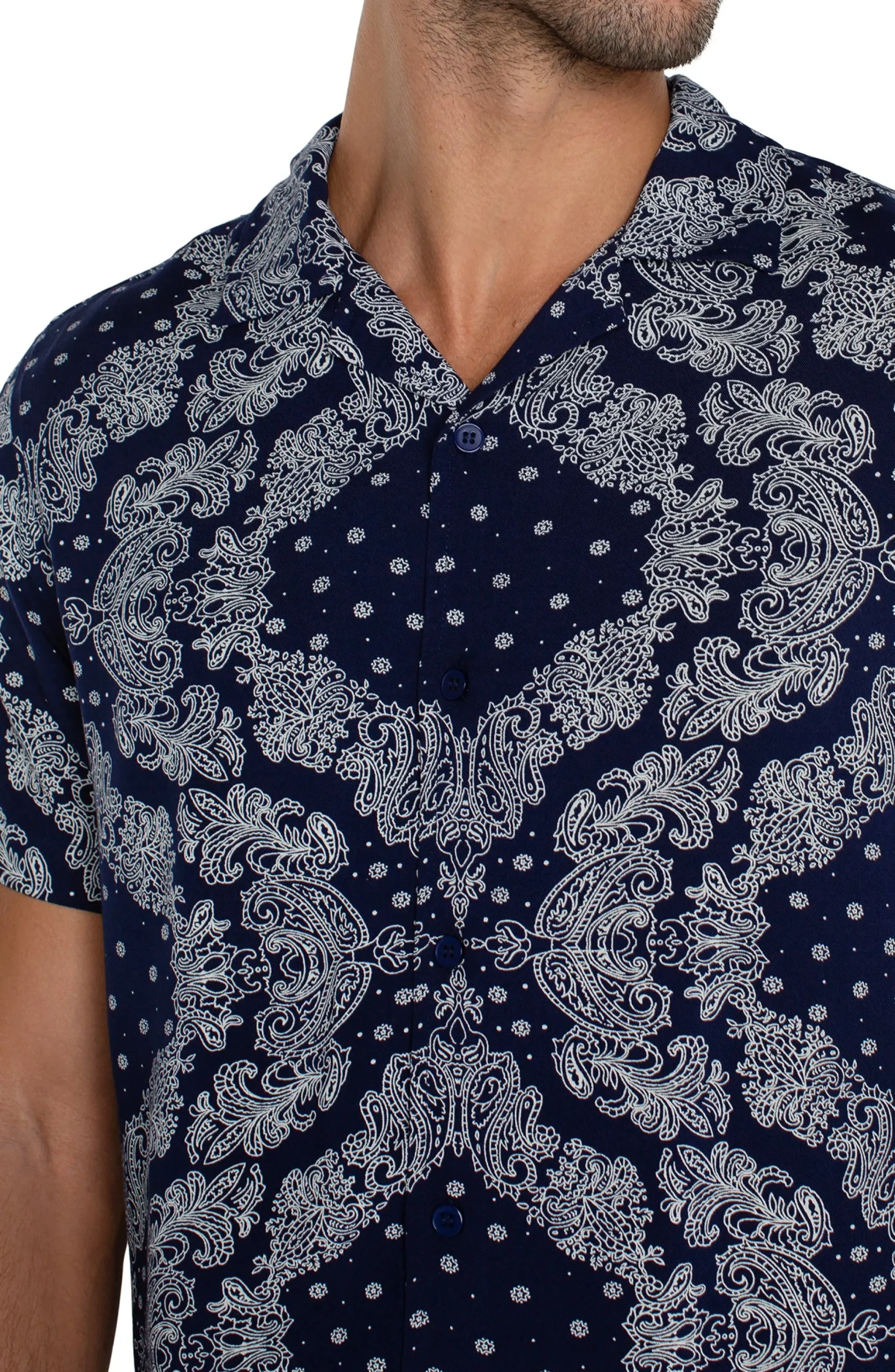 Shirts-Liverpool Los Angeles SHORT SLEEVE CAMP SHIRT Eclipseporcelain