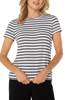 Tees-Liverpool Los Angeles SHORT SLEEVE CREW NECK CLASSIC KNIT TEE Whiteblackstripe