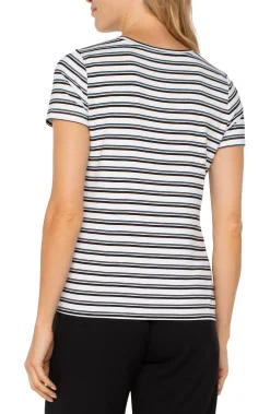 Tees-Liverpool Los Angeles SHORT SLEEVE CREW NECK CLASSIC KNIT TEE Whiteblackstripe