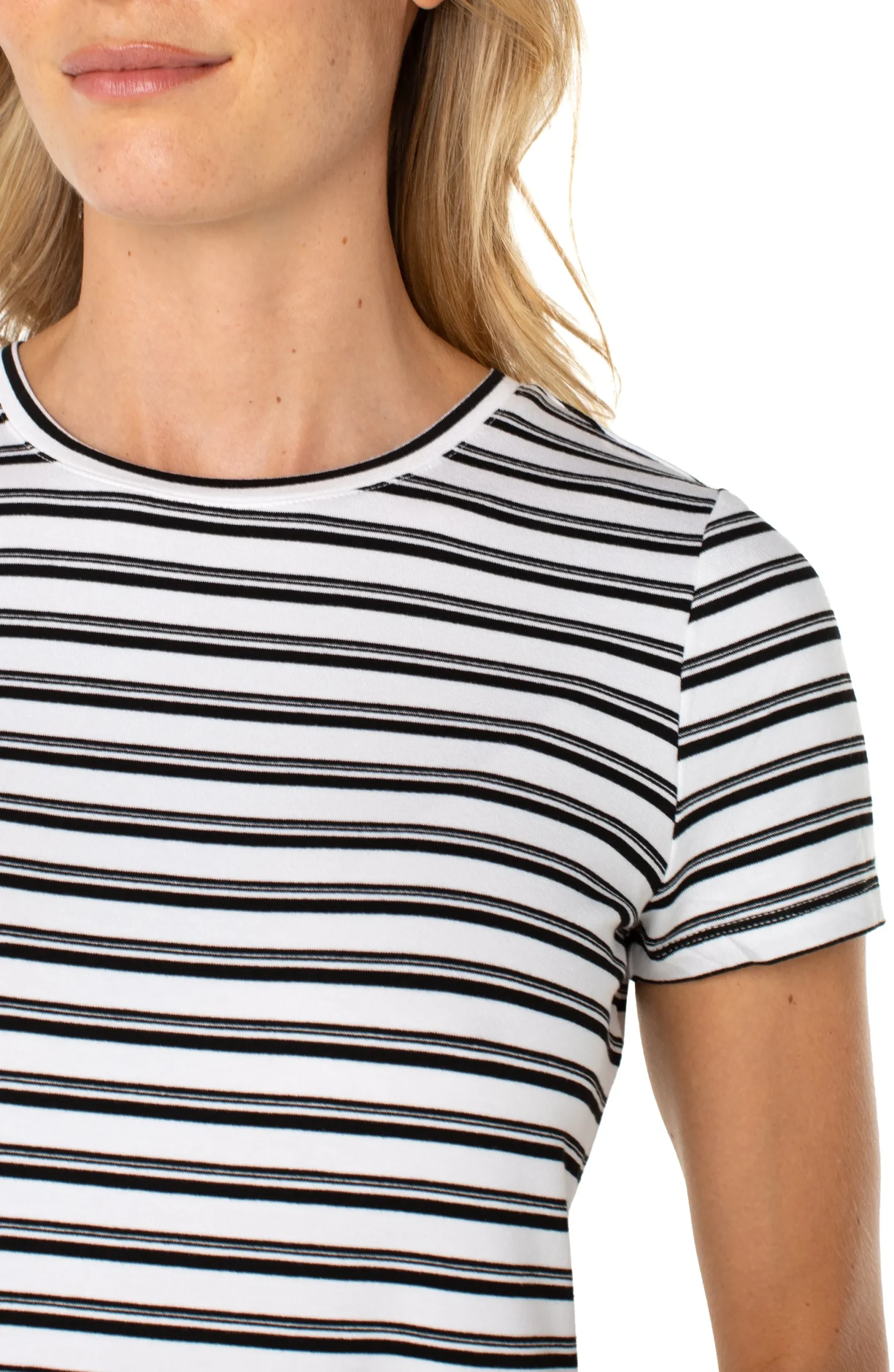 Tees-Liverpool Los Angeles SHORT SLEEVE CREW NECK CLASSIC KNIT TEE Whiteblackstripe