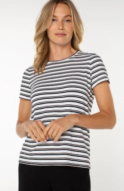 Tees-Liverpool Los Angeles SHORT SLEEVE CREW NECK CLASSIC KNIT TEE Whiteblackstripe