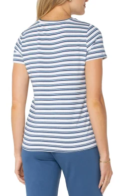 Tees-Liverpool Los Angeles SHORT SLEEVE CREW NECK CLASSIC KNIT TEE Whiteindigoduskstripe