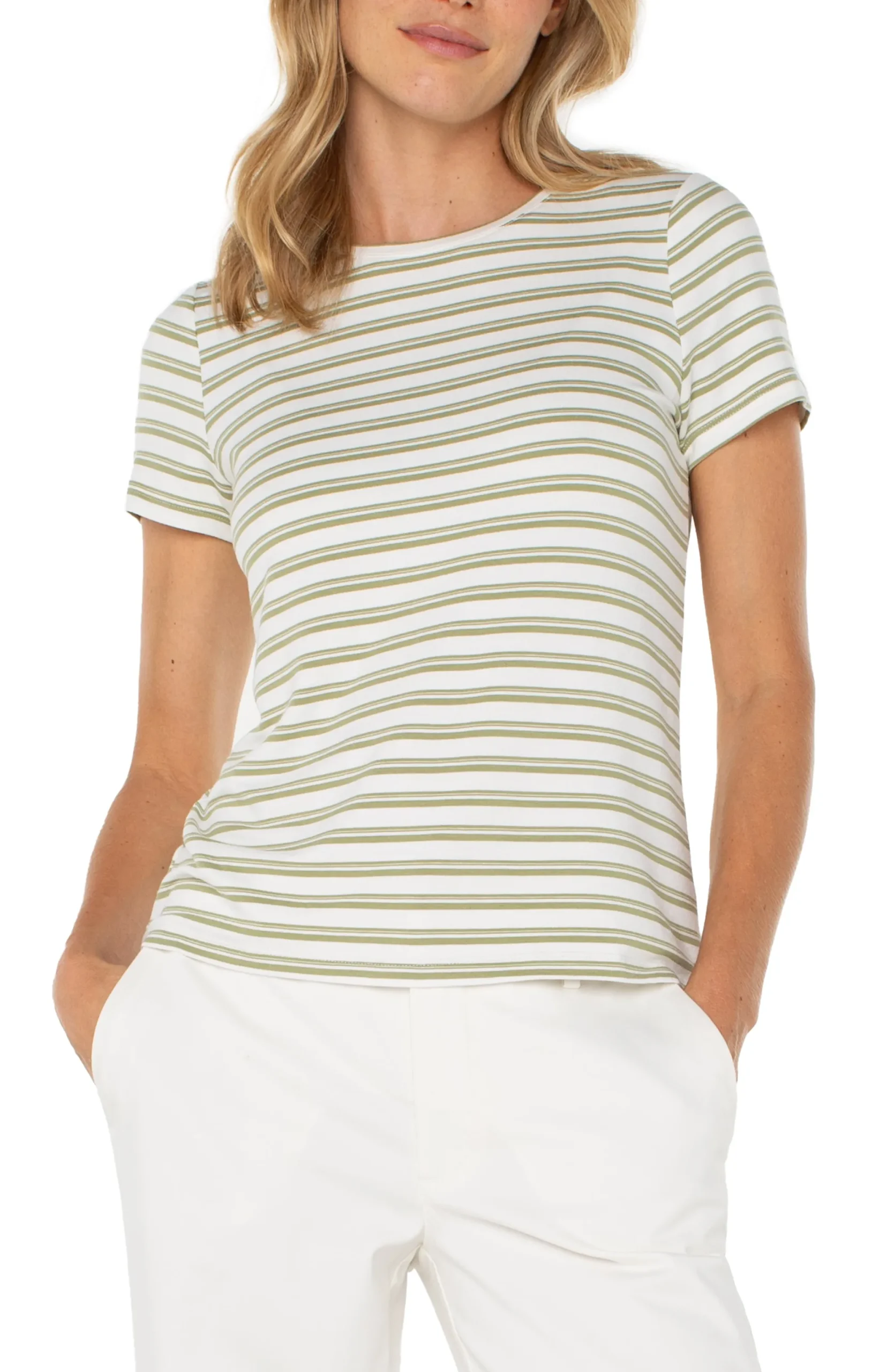 Tees-Liverpool Los Angeles SHORT SLEEVE CREW NECK CLASSIC KNIT TEE Whippedcreamlotusstripe