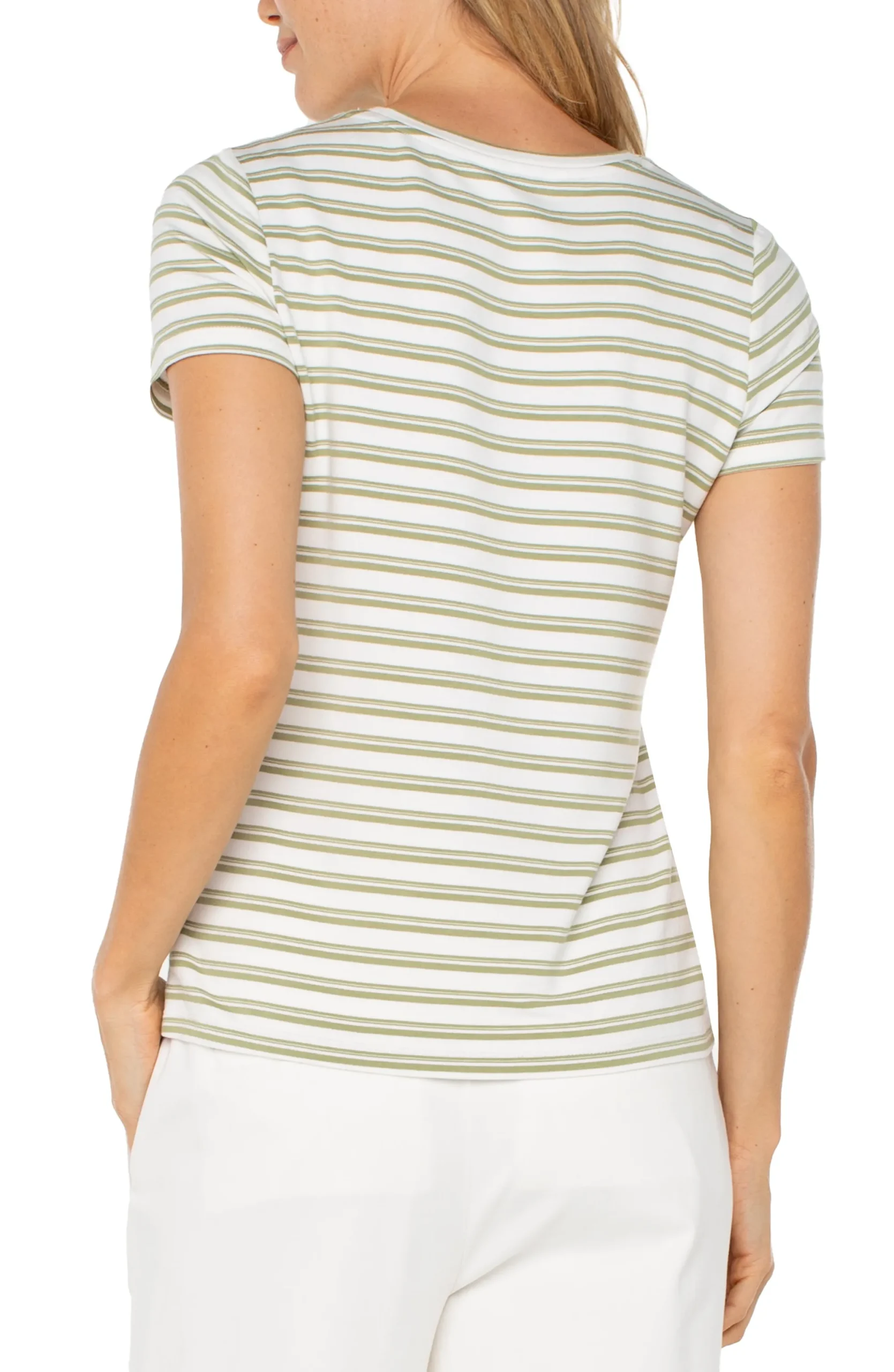 Tees-Liverpool Los Angeles SHORT SLEEVE CREW NECK CLASSIC KNIT TEE Whippedcreamlotusstripe