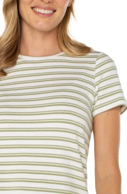 Tees-Liverpool Los Angeles SHORT SLEEVE CREW NECK CLASSIC KNIT TEE Whippedcreamlotusstripe