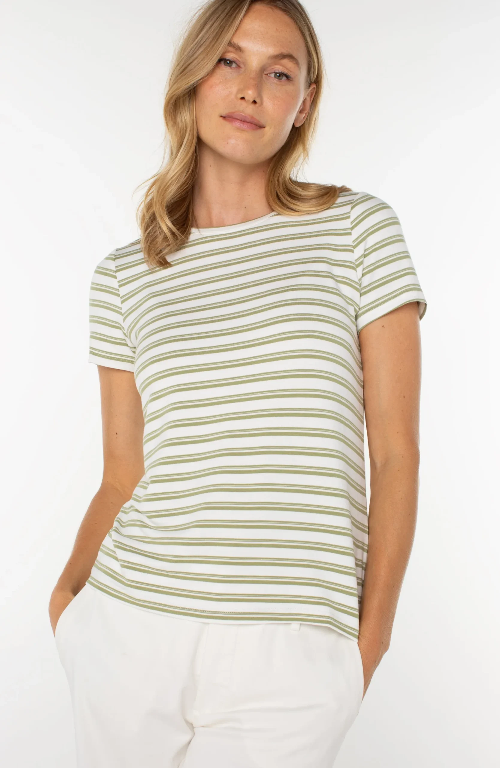 Tees-Liverpool Los Angeles SHORT SLEEVE CREW NECK CLASSIC KNIT TEE Whippedcreamlotusstripe