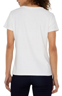 Tees|Tops-Liverpool Los Angeles SHORT SLEEVE CREW NECK TEE WITH RIB TRIM White