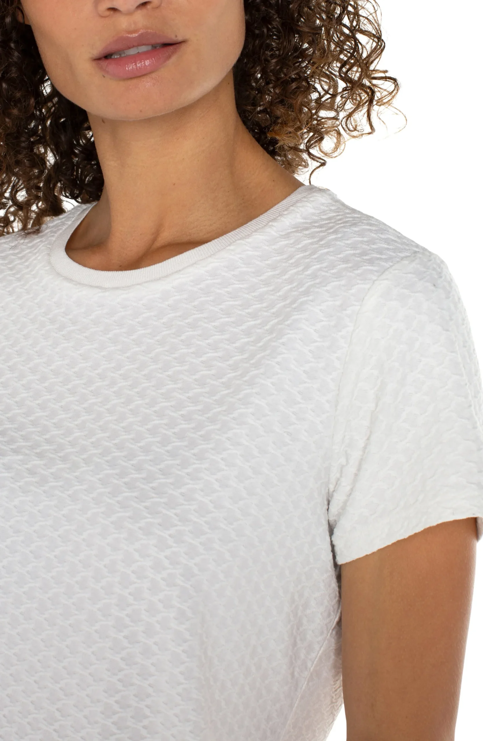 Tees|Tops-Liverpool Los Angeles SHORT SLEEVE CREW NECK TEE WITH RIB TRIM White
