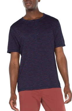 Tees-Liverpool Los Angeles SHORT SLEEVE HENLEY Darkindigo