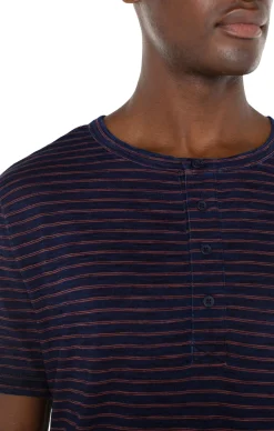 Tees-Liverpool Los Angeles SHORT SLEEVE HENLEY Darkindigo