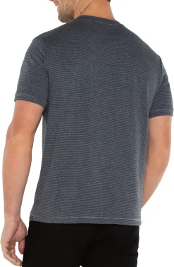 Shirts|Tees-Liverpool Los Angeles SHORT SLEEVE TEE WITH POCKET Greybluestripe