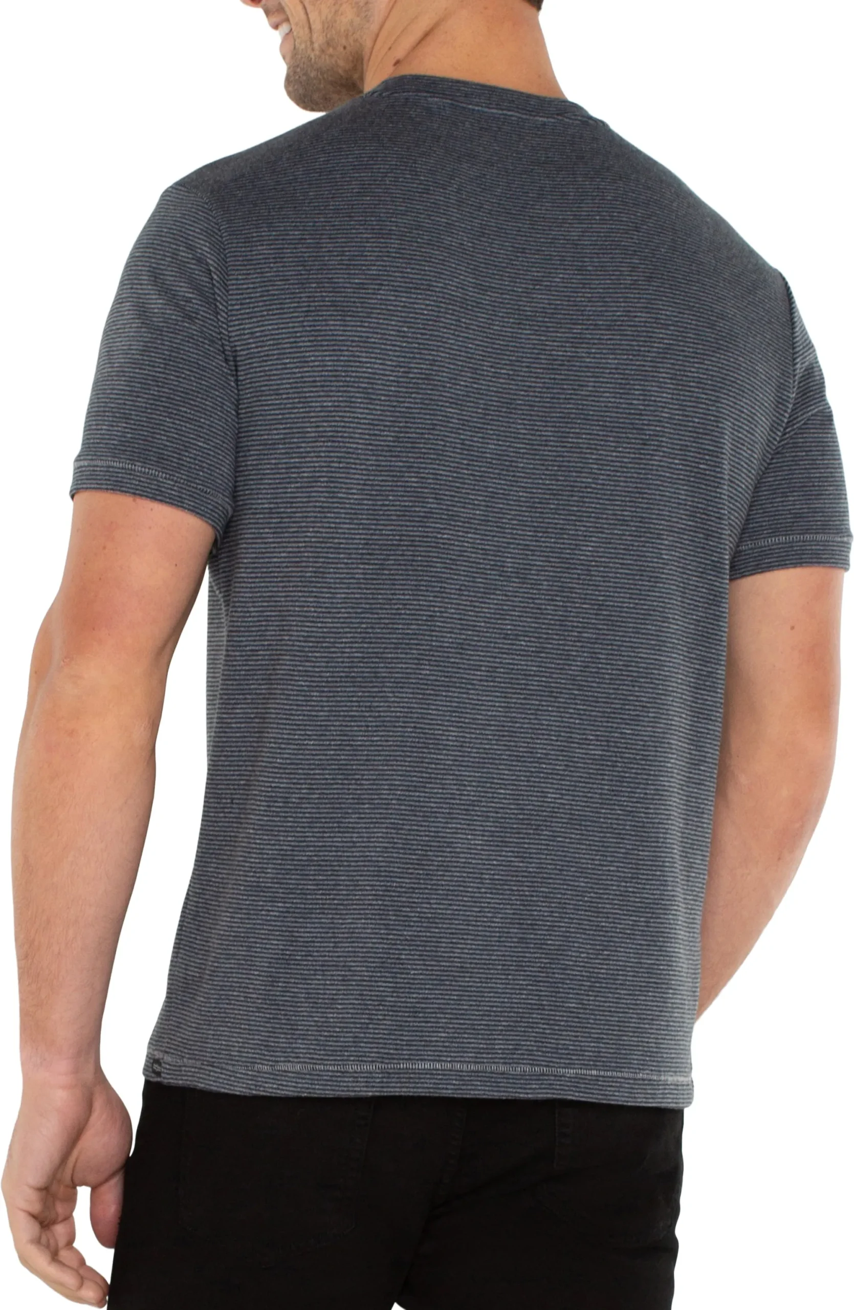 Shirts|Tees-Liverpool Los Angeles SHORT SLEEVE TEE WITH POCKET Greybluestripe