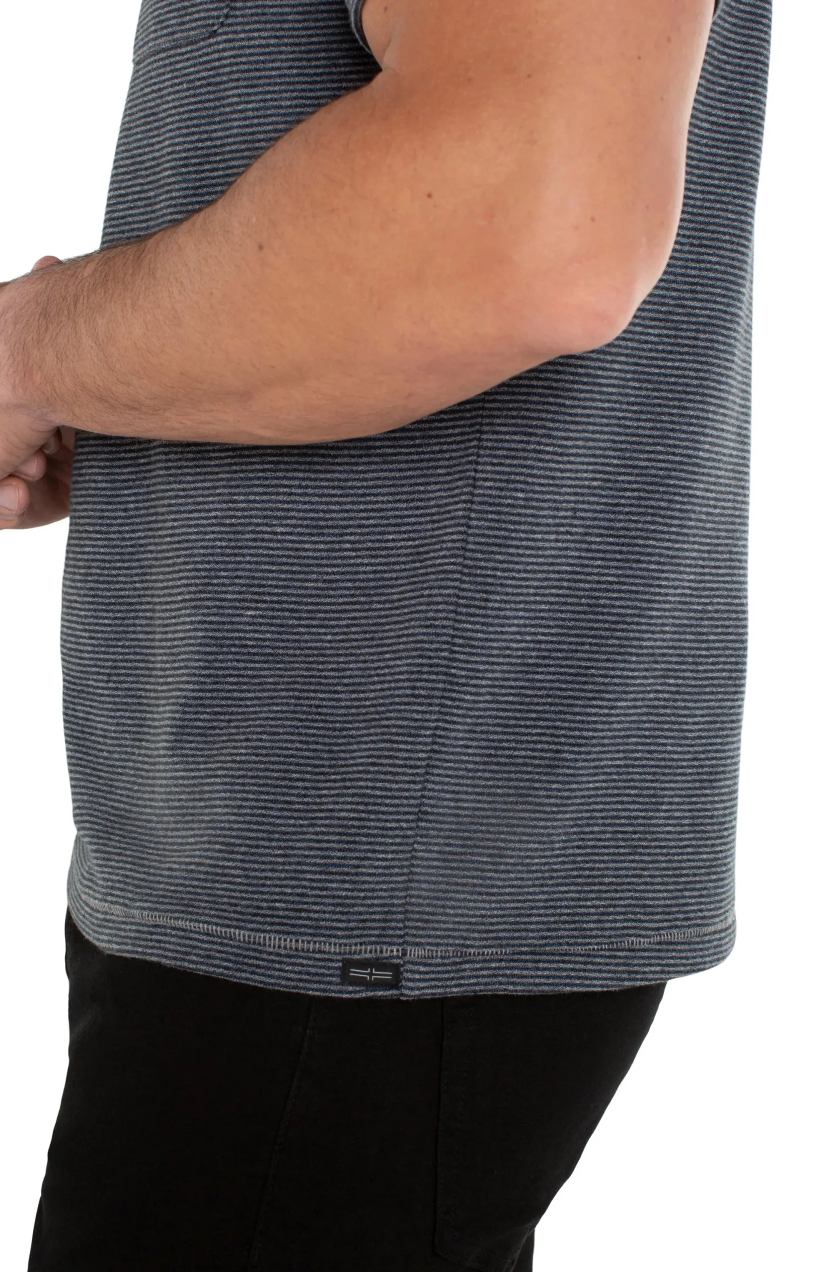Shirts|Tees-Liverpool Los Angeles SHORT SLEEVE TEE WITH POCKET Greybluestripe
