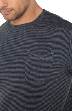 Shirts|Tees-Liverpool Los Angeles SHORT SLEEVE TEE WITH POCKET Greybluestripe