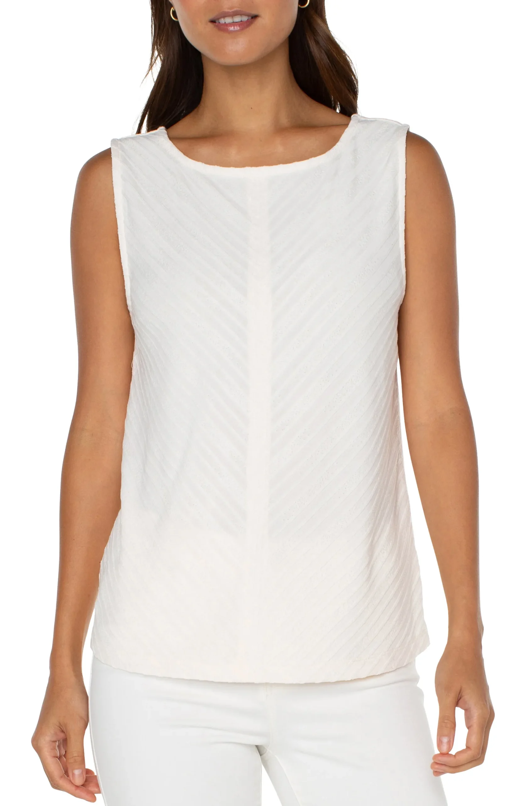 Tees-Liverpool Los Angeles SLEEVELESS BOAT NECK KNIT TOP Frenchcream