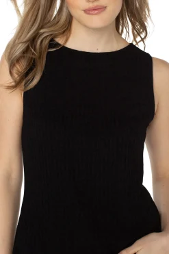 Tees-Liverpool Los Angeles SLEEVELESS BOAT NECK RIB KNIT TOP Black