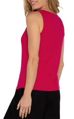 Tees-Liverpool Los Angeles SLEEVELESS BOAT NECK RIB KNIT TOP Starruby