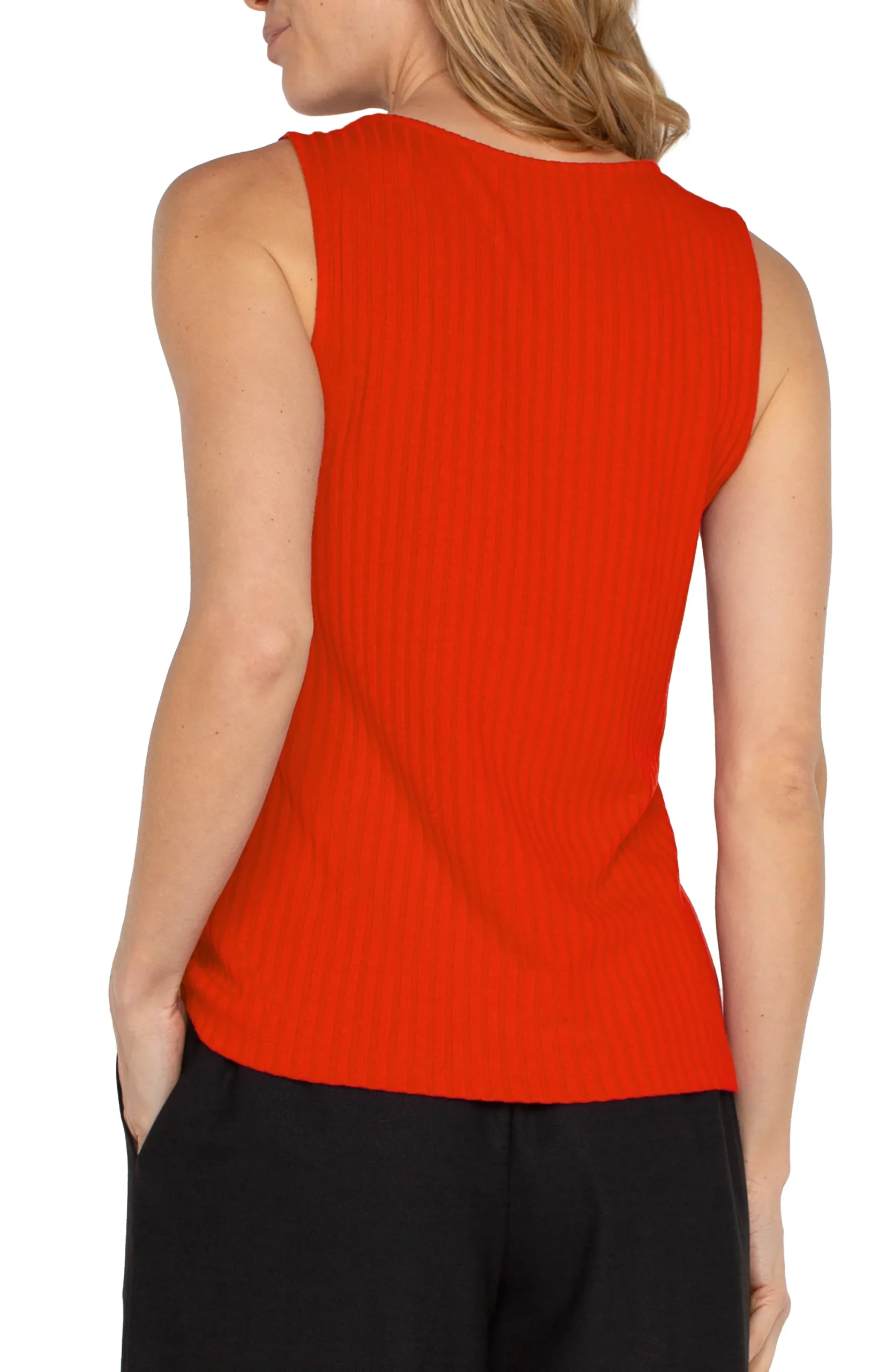 Tees-Liverpool Los Angeles SLEEVELESS BOAT NECK RIB KNIT TOP Burntorange