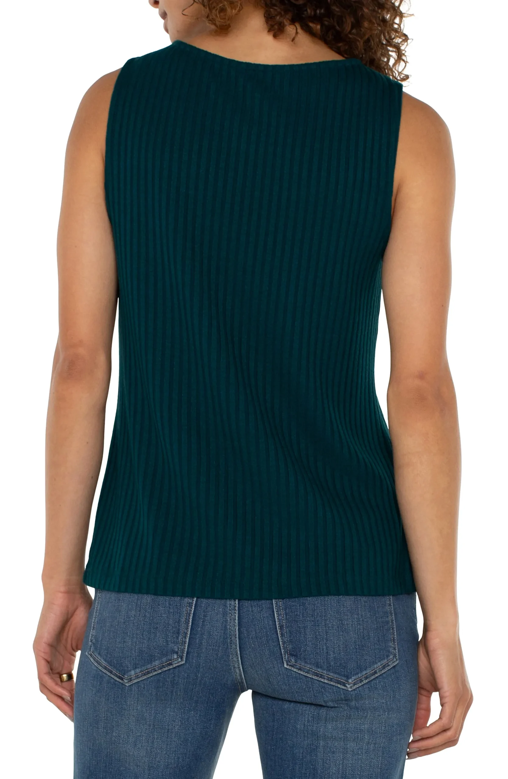 Tees-Liverpool Los Angeles SLEEVELESS BOAT NECK RIB KNIT TOP Darkforest