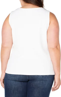 Tops-Liverpool Los Angeles SLEEVELESS BOAT NECK RIB KNIT TOP Snow