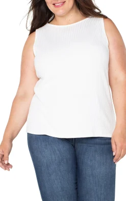Tops-Liverpool Los Angeles SLEEVELESS BOAT NECK RIB KNIT TOP Snow