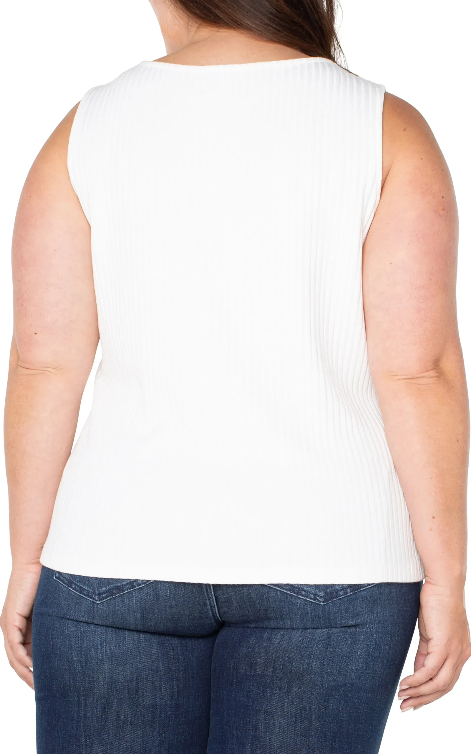Tops-Liverpool Los Angeles SLEEVELESS BOAT NECK RIB KNIT TOP Snow