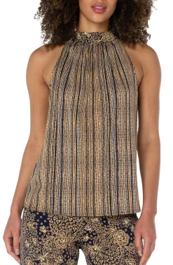 Tops-Liverpool Los Angeles SLEEVELESS MOCK NECK TANK WITH NECK TIES Indonesianfloralprint