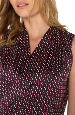 Tops|Tops-Liverpool Los Angeles SLEEVELESS PLEATED NECK WOVEN BLOUSE Starrubydot