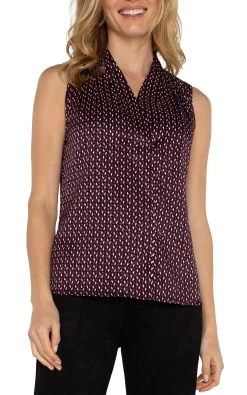 Tops|Tops-Liverpool Los Angeles SLEEVELESS PLEATED NECK WOVEN BLOUSE Starrubydot
