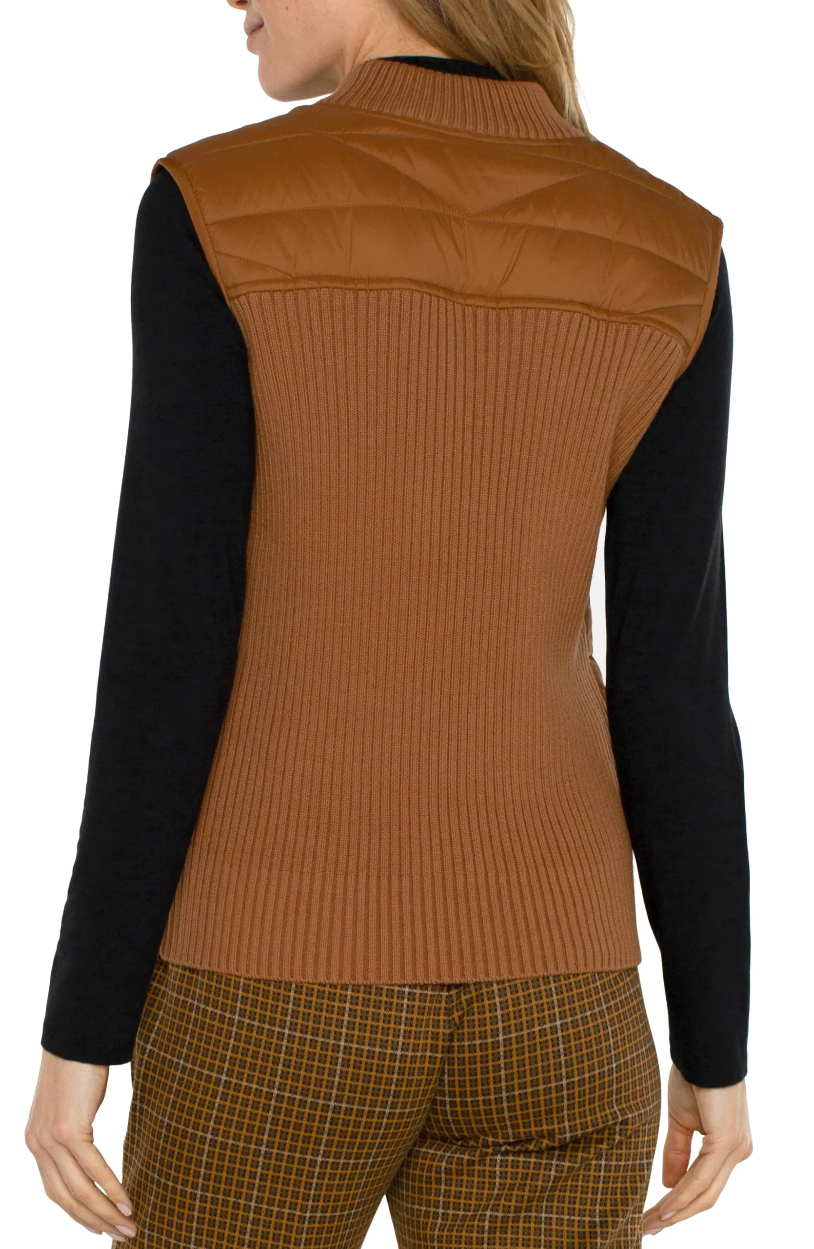 Jackets-Liverpool Los Angeles SLEEVELESS QUILTED FULL ZIP SWEATER VEST Turmeric