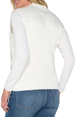 Jackets-Liverpool Los Angeles SLEEVELESS QUILTED FULL ZIP SWEATER VEST Porcelain