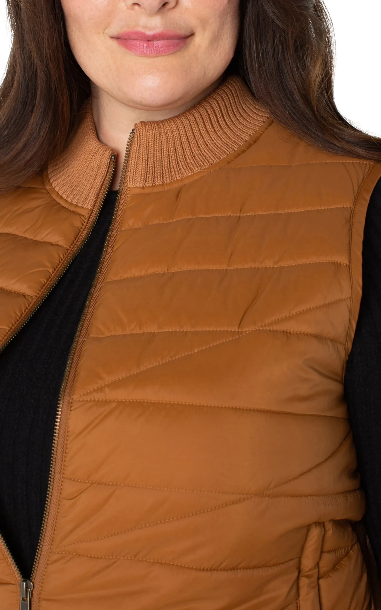 Jackets-Liverpool Los Angeles SLEEVELESS QUILTED FULL ZIP SWEATER VEST Turmeric